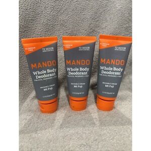 3 Pack Mando Whole‎ Body Deodorant Invisible Cream Mt Fuji Scent 2.2oz Each